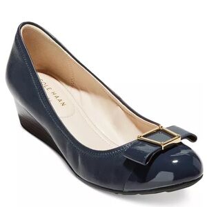 Cole Haan Navy Wedges with Gold Accent